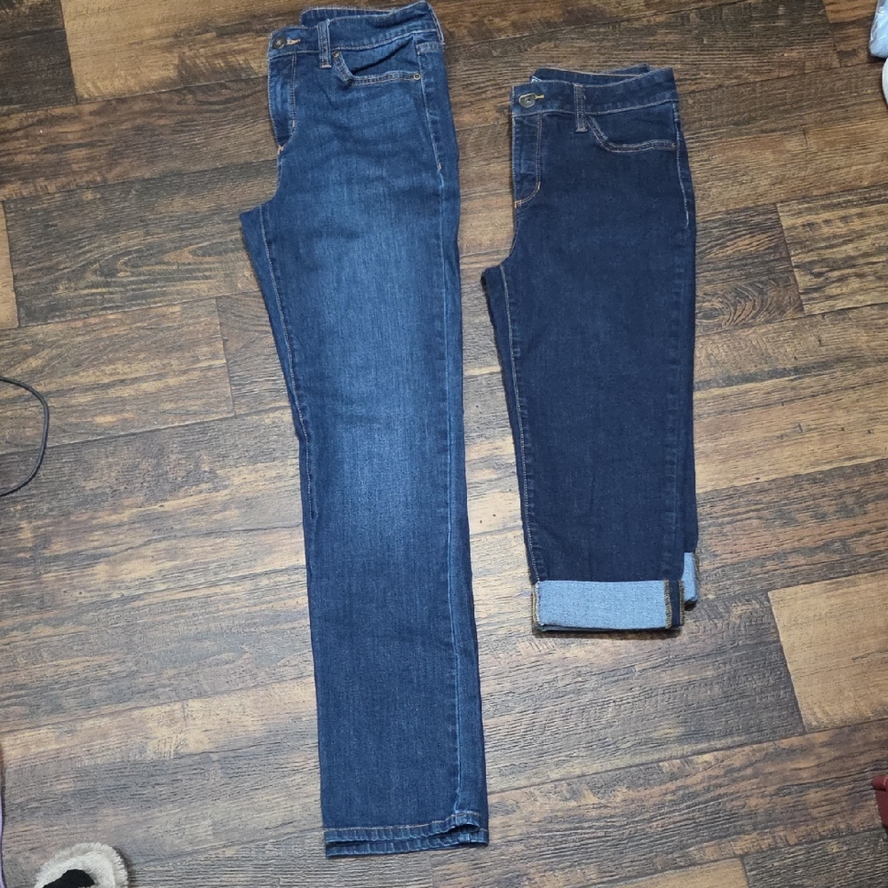 2 Pair Of St. John's Bay Dark Blue Straight Leg Jeans
